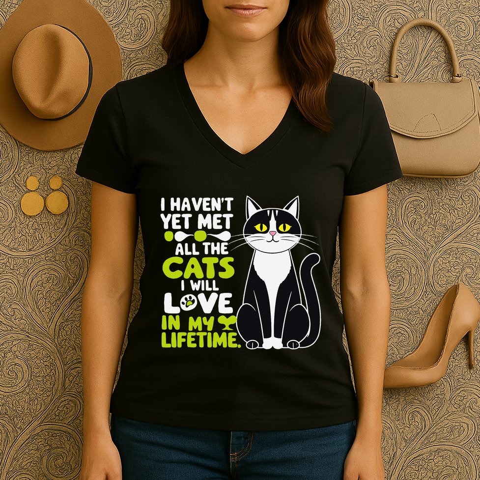 I Haven’T Yet Met All The Cats I Will Love In My Lifetime .Png Women's V-Neck T-Shirt