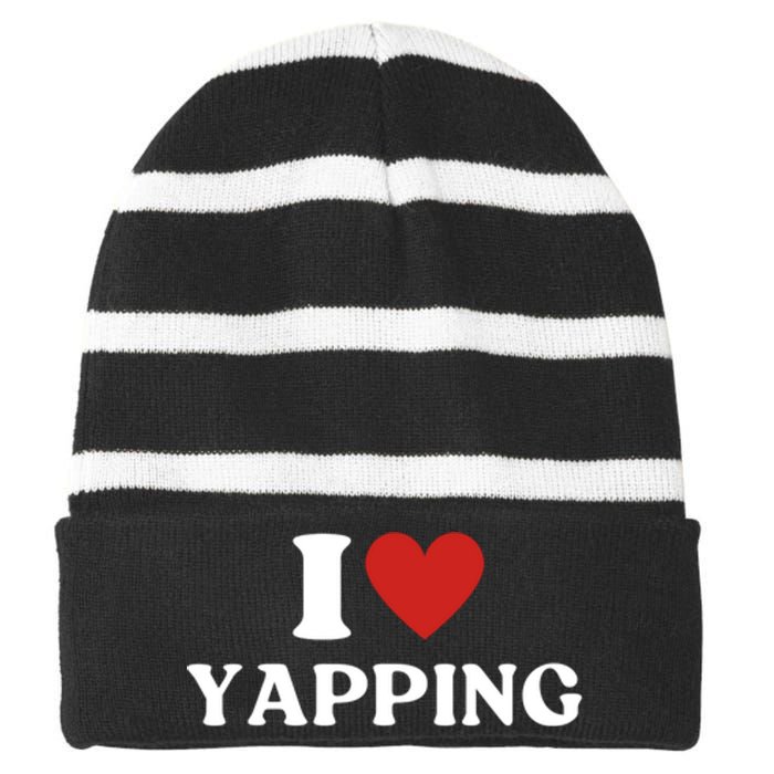 I Heart Yapping I Love Yapping Striped Beanie with Solid Band