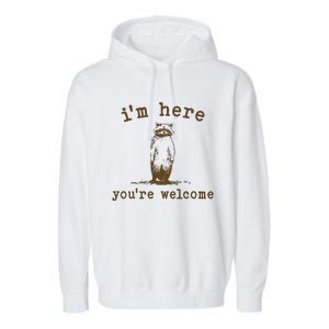 IM Here You Are Welcome Retro Garment-Dyed Fleece Hoodie