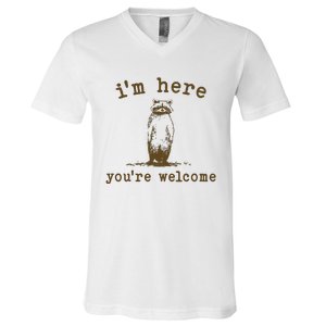 IM Here You Are Welcome Retro V-Neck T-Shirt