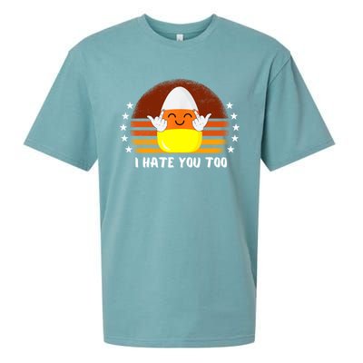 I Hate You Too Funny Halloween Candy Corn Sueded Cloud Jersey T-Shirt