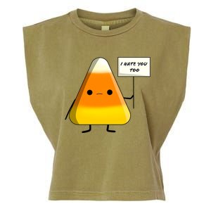 I Hate You Too Funny Halloween Candy Corn Garment-Dyed Women's Muscle Tee