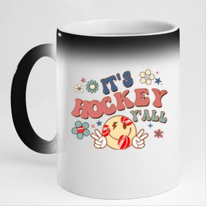 ItS Hockey YAll Game Day Happy Hippie Face Sport Lovers Gift 11oz Black Color Changing Mug