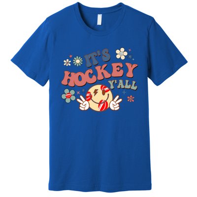 ItS Hockey YAll Game Day Happy Hippie Face Sport Lovers Gift Premium T-Shirt