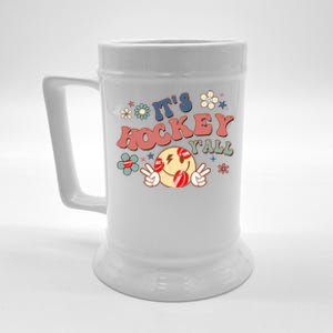 ItS Hockey YAll Game Day Happy Hippie Face Sport Lovers Gift Beer Stein