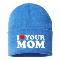 I Heart Your Mom Gift Funny I Love My Mom I Love Hot Moms Joke Gift Sustainable Knit Beanie