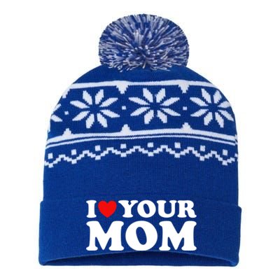 I Heart Your Mom Gift Funny I Love My Mom I Love Hot Moms Joke Gift USA-Made Snowflake Beanie