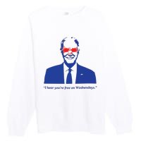 I Hear YouRe Free On Wednesdays Funny Anti Trump Premium Crewneck Sweatshirt