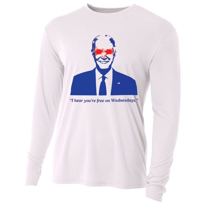 I Hear YouRe Free On Wednesdays Funny Anti Trump Cooling Performance Long Sleeve Crew