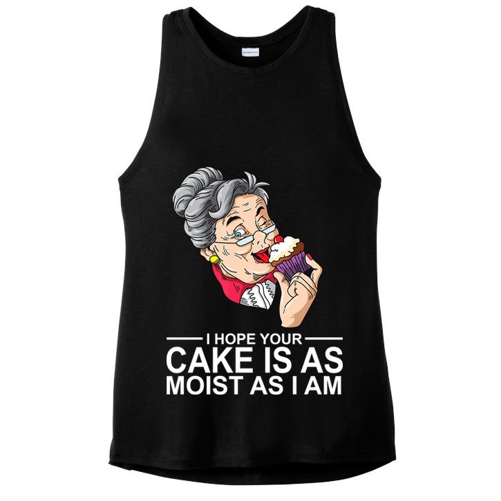 I Hope Your Cake Is As Moist As I Am Funny Ladies PosiCharge Tri-Blend Wicking Tank