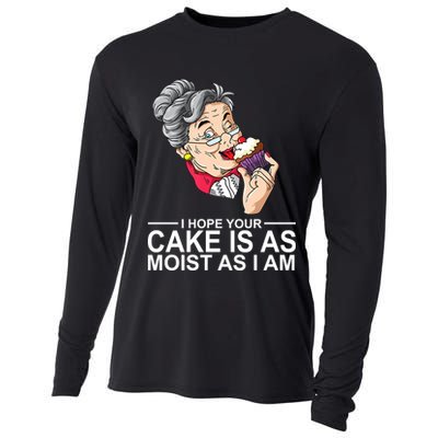 I Hope Your Cake Is As Moist As I Am Funny Cooling Performance Long Sleeve Crew