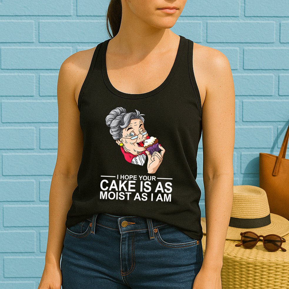I Hope Your Cake Is As Moist As I Am Funny Womens Tank Top
