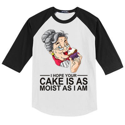 I Hope Your Cake Is As Moist As I Am Funny Kids Colorblock Raglan Jersey