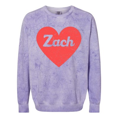 I Heart Zach First Names And Hearts I Love Zach Colorblast Crewneck Sweatshirt