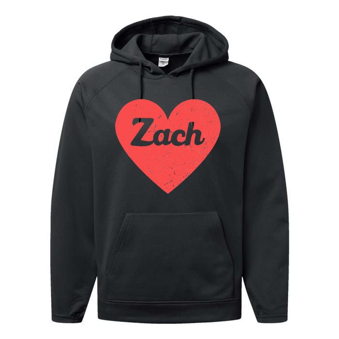 I Heart Zach First Names And Hearts I Love Zach Performance Fleece Hoodie