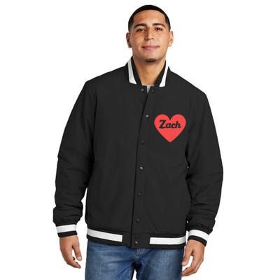 I Heart Zach First Names And Hearts I Love Zach Insulated Varsity Jacket