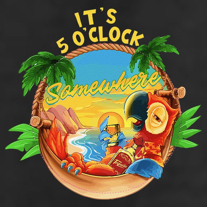 It Is 5 O'clock Somewhere Parrot Drinking Summer Vacation Cool Comfort Performance Bucket Hat