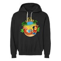 It Is 5 O'clock Somewhere Parrot Drinking Summer Vacation Garment-Dyed Fleece Hoodie