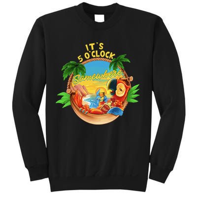 It Is 5 O'clock Somewhere Parrot Drinking Summer Vacation Sweatshirt