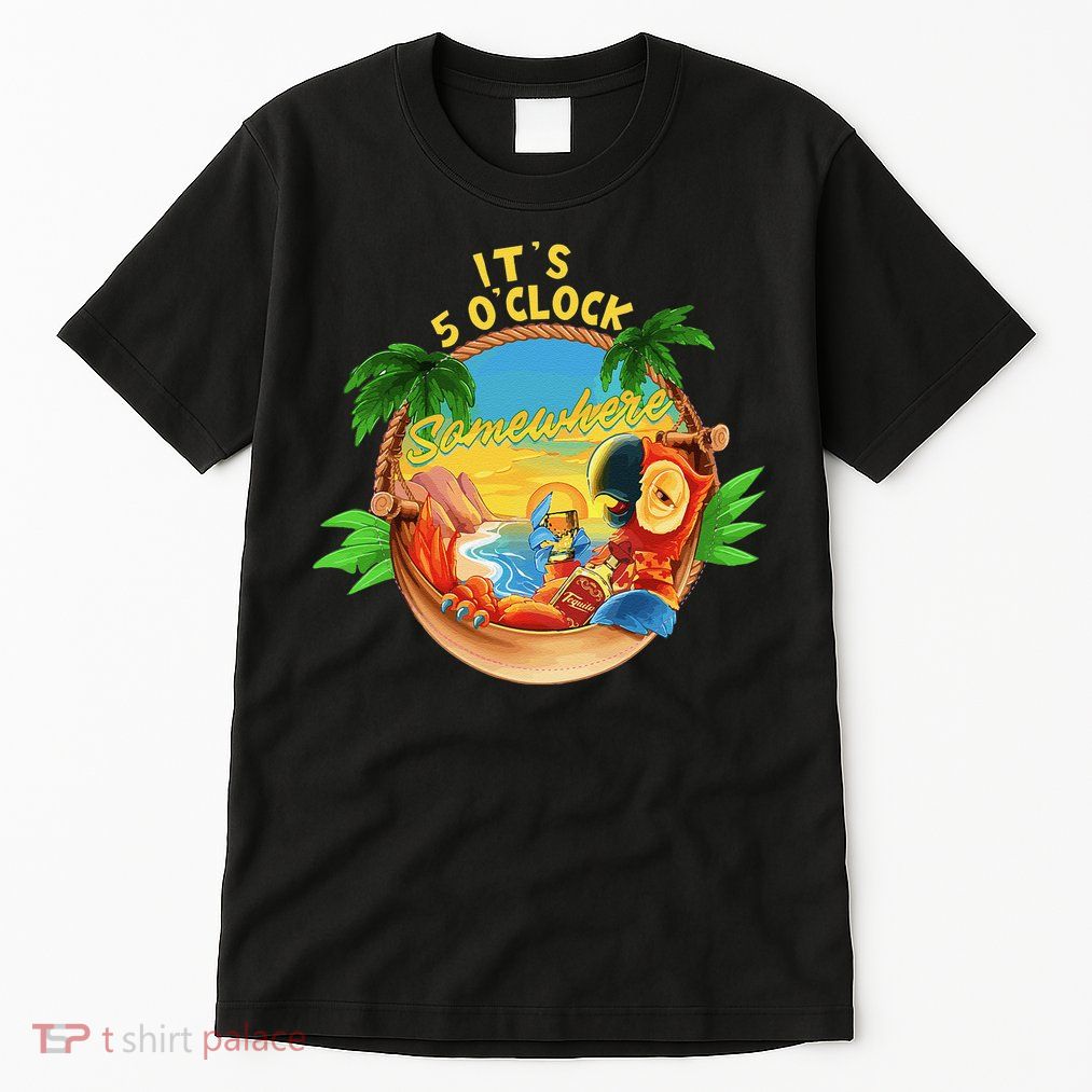 It Is 5 O'clock Somewhere Parrot Drinking Summer Vacation Tall T-Shirt