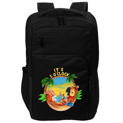 It Is 5 O'clock Somewhere Parrot Drinking Summer Vacation Impact Tech Backpack