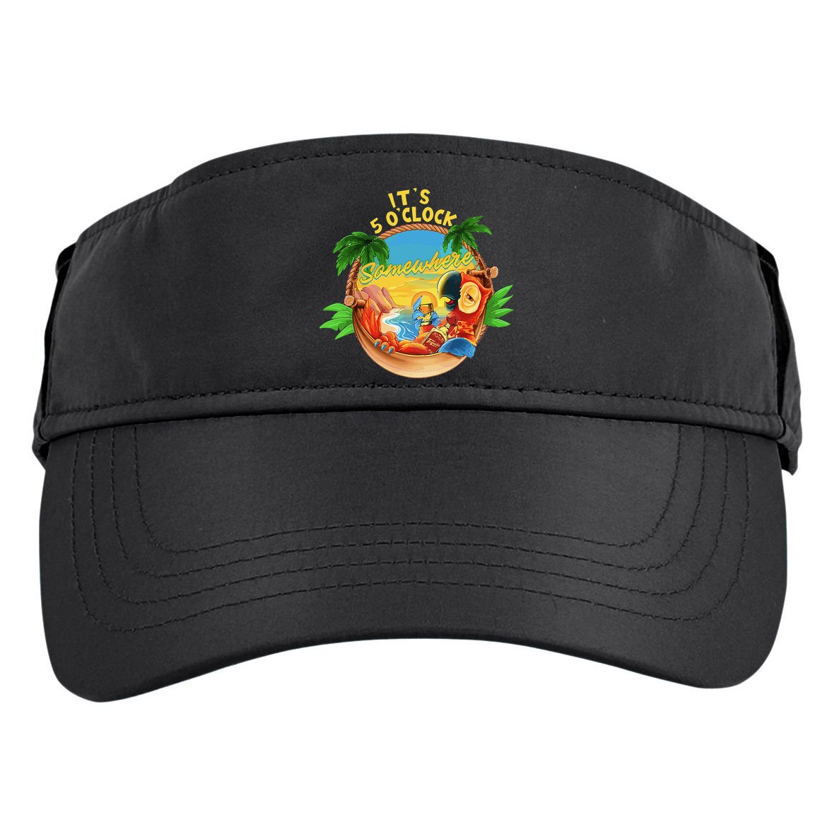 It Is 5 O'clock Somewhere Parrot Drinking Summer Vacation Adult Drive Performance Visor