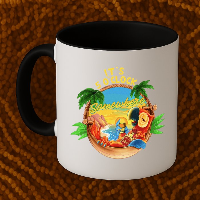 It Is 5 O'clock Somewhere Parrot Drinking Summer Vacation Mug