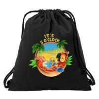 It Is 5 O'clock Somewhere Parrot Drinking Summer Vacation Drawstring Bag