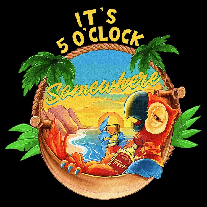 It Is 5 O'clock Somewhere Parrot Drinking Summer Vacation 16 in Basic Backpack