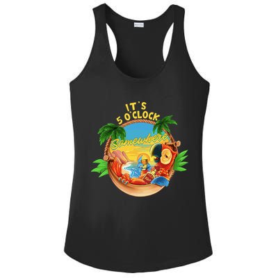 It Is 5 O'clock Somewhere Parrot Drinking Summer Vacation Ladies PosiCharge Competitor Racerback Tank