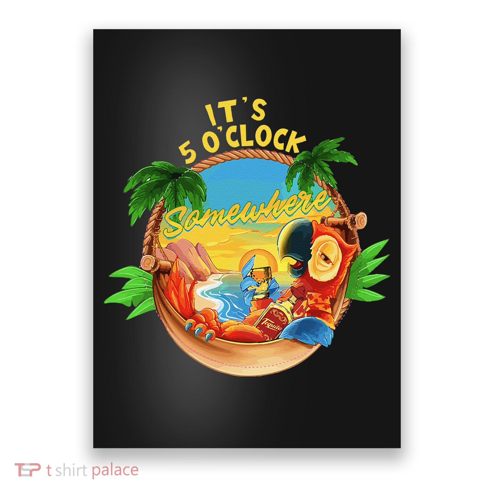 It Is 5 O'clock Somewhere Parrot Drinking Summer Vacation Poster