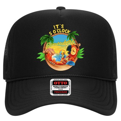 It Is 5 O'clock Somewhere Parrot Drinking Summer Vacation Trucker Hat