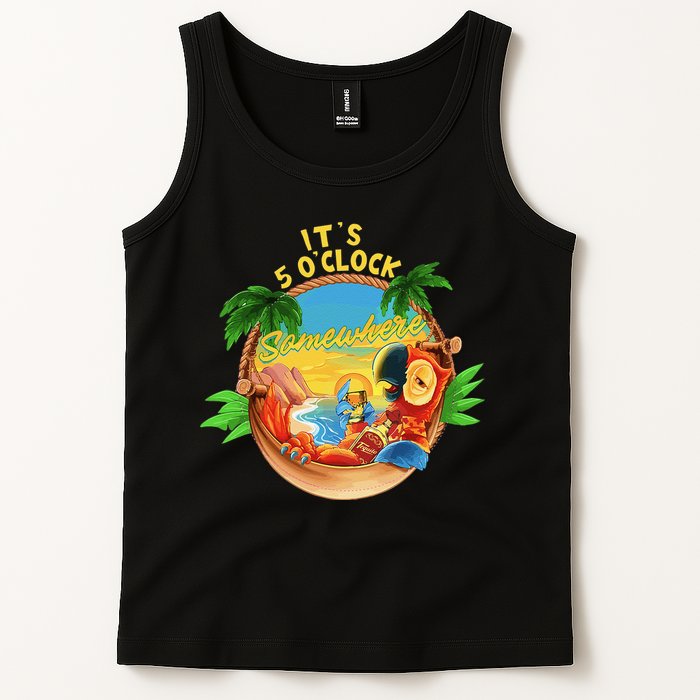 It Is 5 O'clock Somewhere Parrot Drinking Summer Vacation Tank Top
