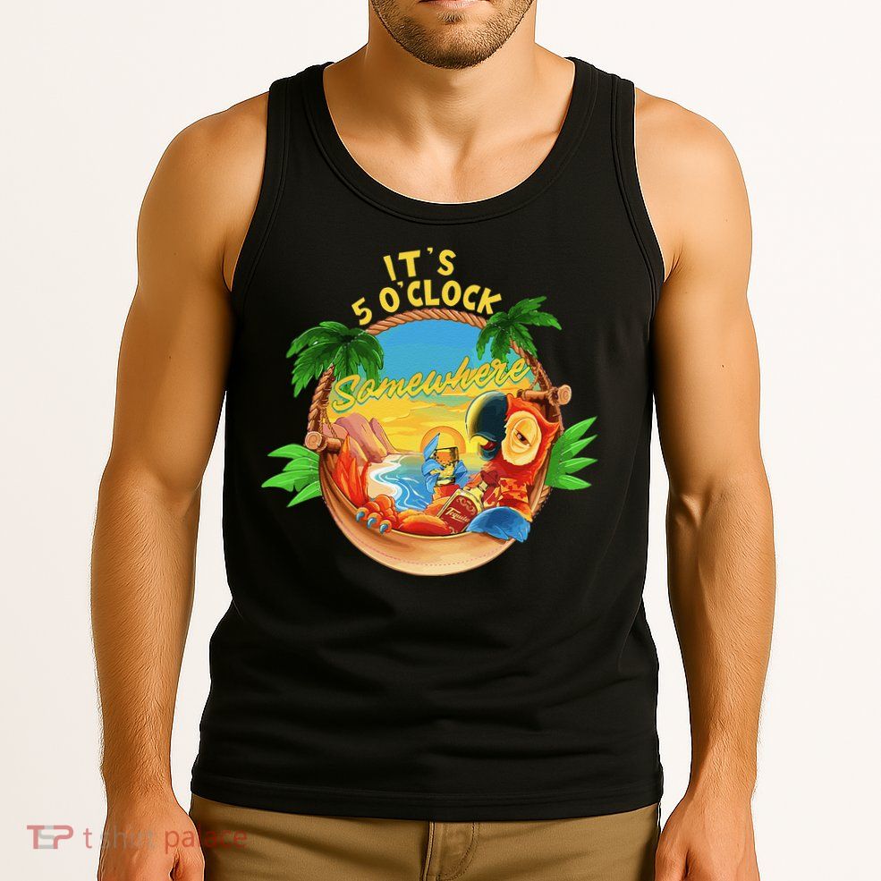 It Is 5 O'clock Somewhere Parrot Drinking Summer Vacation Tank Top