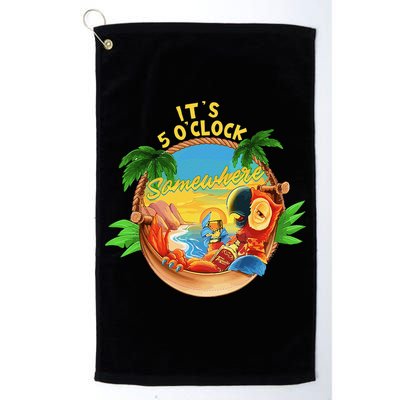 It Is 5 O'clock Somewhere Parrot Drinking Summer Vacation Golf Towel