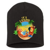 It Is 5 O'clock Somewhere Parrot Drinking Summer Vacation Short Acrylic Beanie