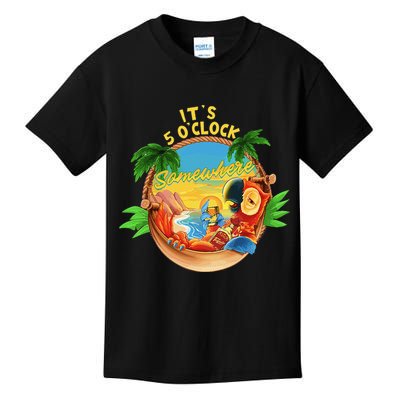 It Is 5 O'clock Somewhere Parrot Drinking Summer Vacation Kids T-Shirt
