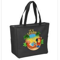 It Is 5 O'clock Somewhere Parrot Drinking Summer Vacation Zip Tote Bag