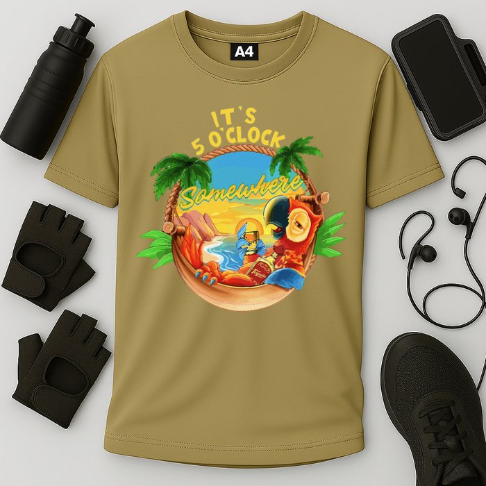 It Is 5 O'clock Somewhere Parrot Drinking Summer Vacation Performance Shirt
