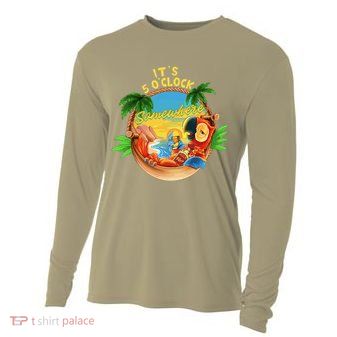 It Is 5 O'clock Somewhere Parrot Drinking Summer Vacation Cooling Performance Long Sleeve Crew