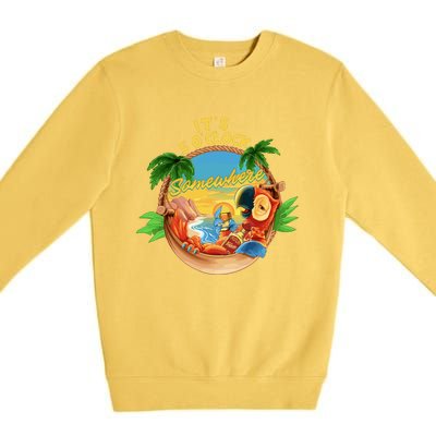 It Is 5 Oclock Somewhere Parrot Drinking Summer Vacation Premium Crewneck Sweatshirt