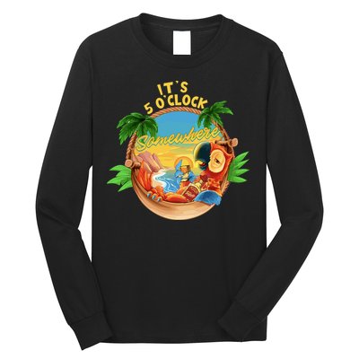 It Is 5 Oclock Somewhere Parrot Drinking Summer Vacation Long Sleeve Shirt