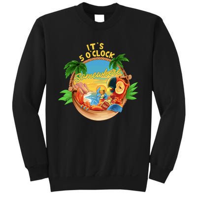 It Is 5 Oclock Somewhere Parrot Drinking Summer Vacation Sweatshirt