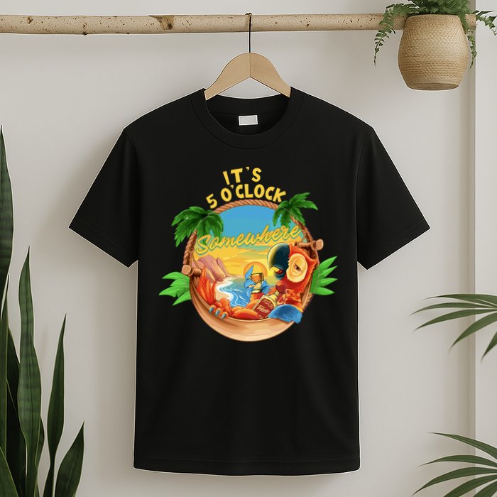 It Is 5 Oclock Somewhere Parrot Drinking Summer Vacation T-Shirt