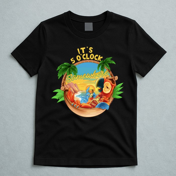 It Is 5 Oclock Somewhere Parrot Drinking Summer Vacation T-Shirt