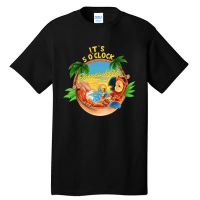 It Is 5 Oclock Somewhere Parrot Drinking Summer Vacation Tall T-Shirt