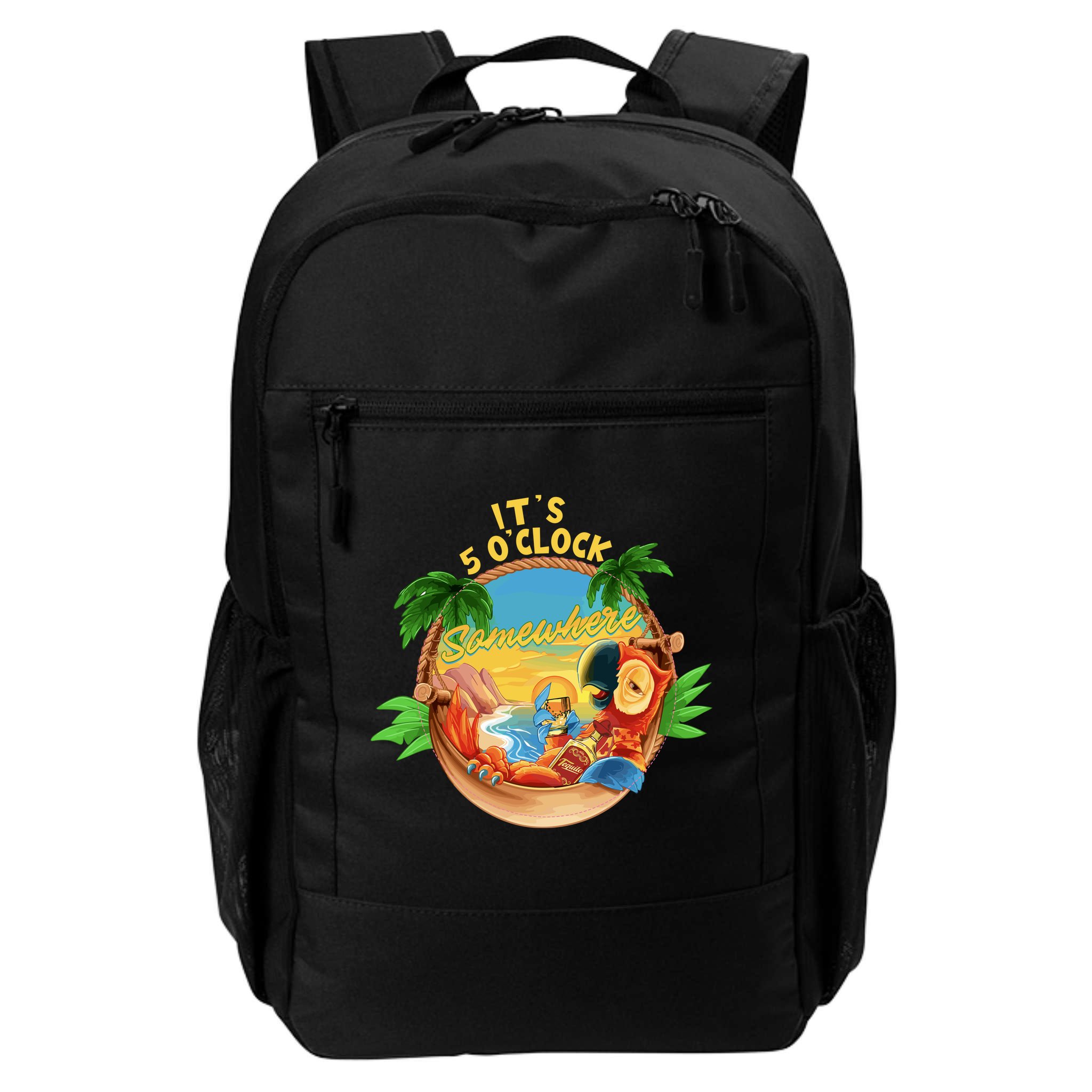 It Is 5 Oclock Somewhere Parrot Drinking Summer Vacation Backpack