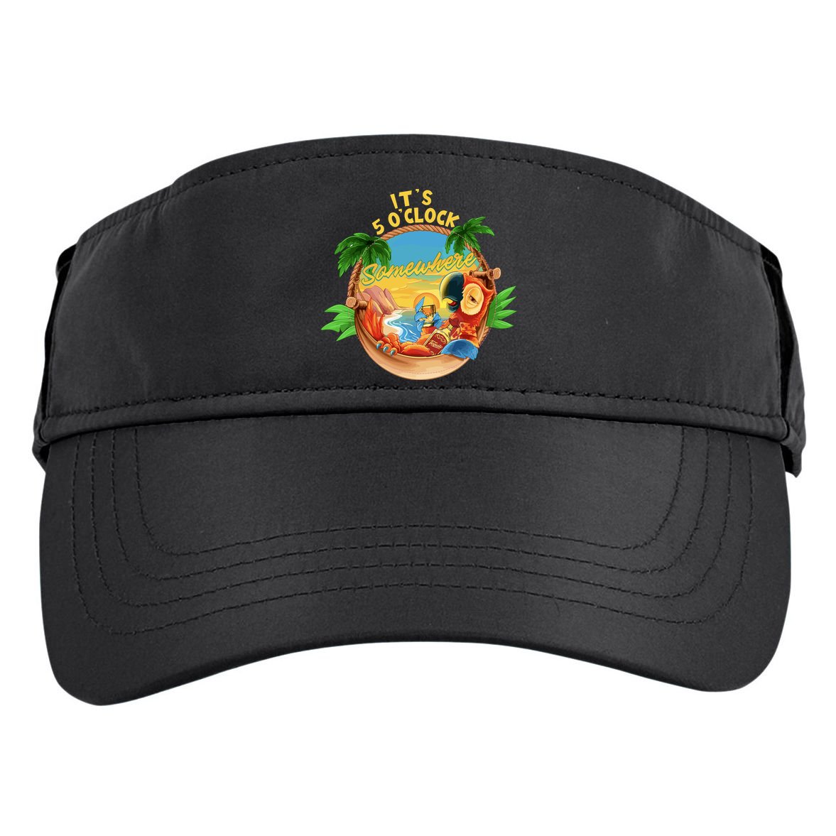 It Is 5 Oclock Somewhere Parrot Drinking Summer Vacation Adult Drive Performance Visor
