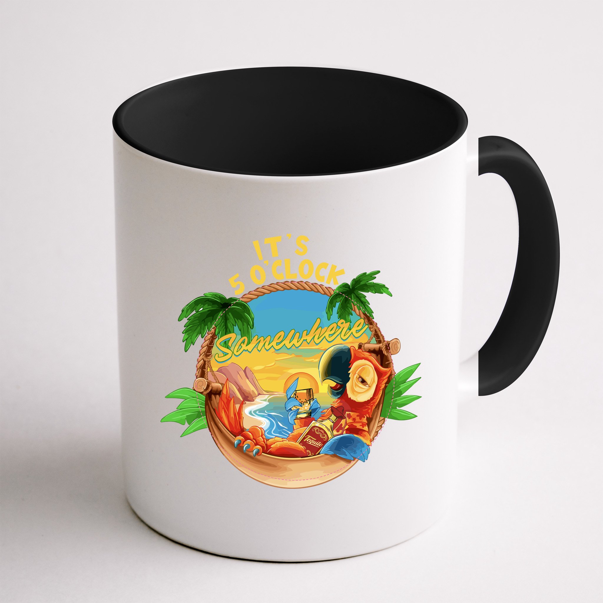 It Is 5 Oclock Somewhere Parrot Drinking Summer Vacation Mug