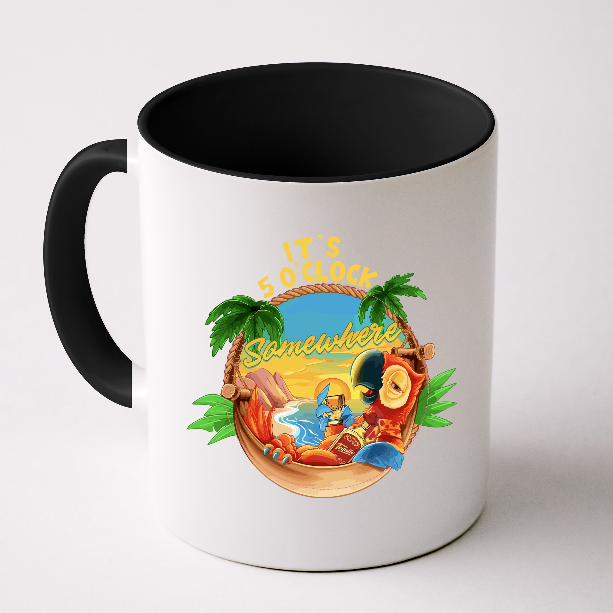It Is 5 Oclock Somewhere Parrot Drinking Summer Vacation Mug